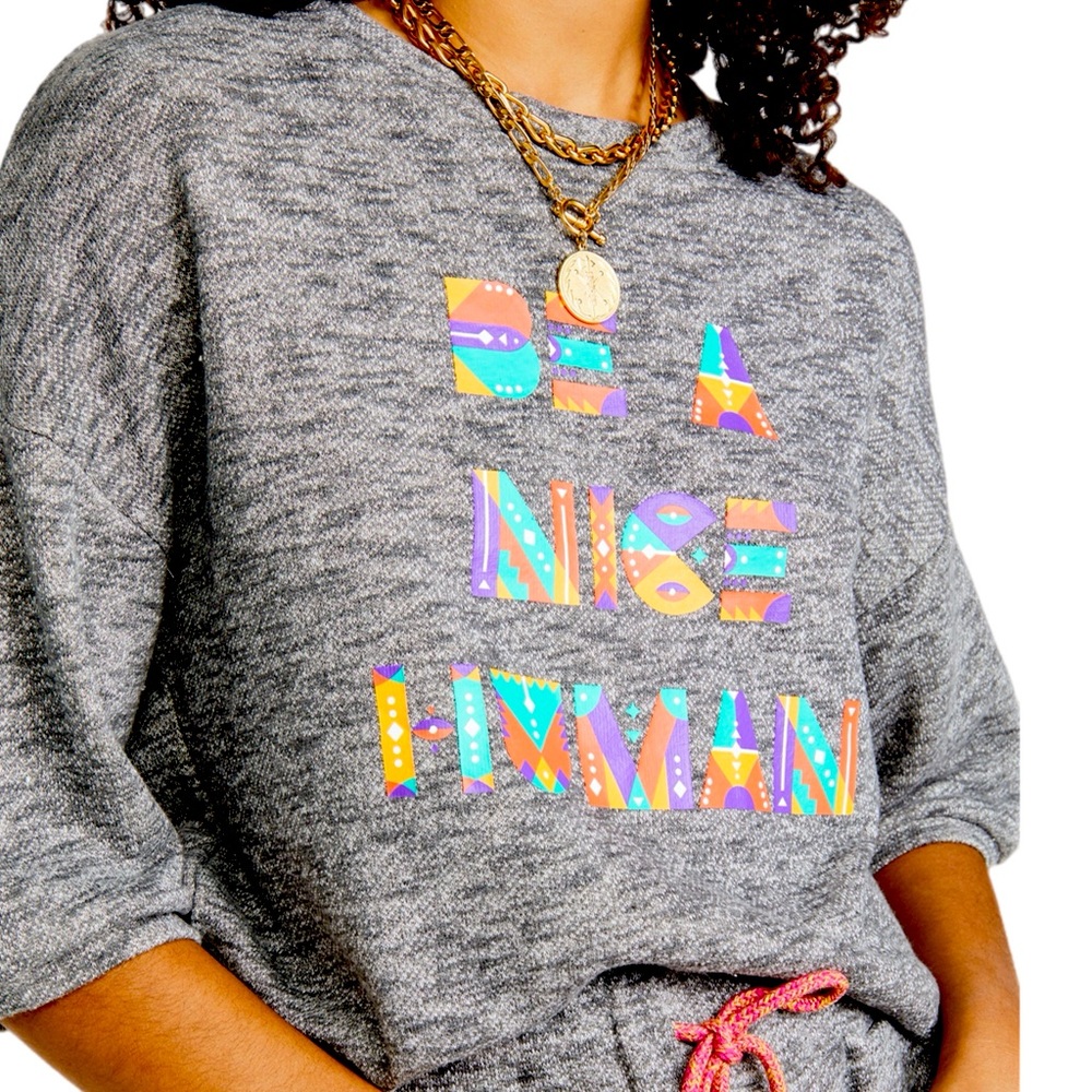 Le Superbe BE A NICE HUMAN boxy tee XS